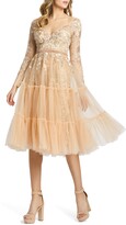 Thumbnail for your product : Mac Duggal Floral Long Sleeve Tulle Midi Dress
