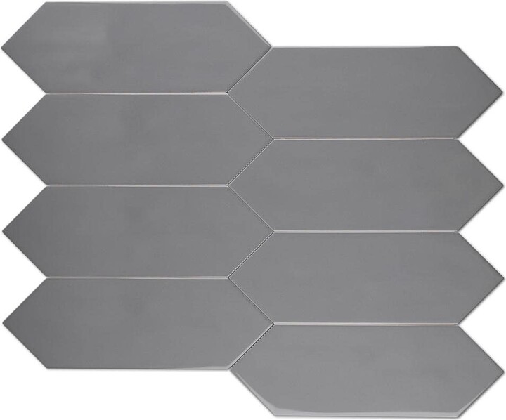 MOLOVO Taylor Gray 3.94 in. x 11.81 in. Polished Ceramic Picket Tile Sample