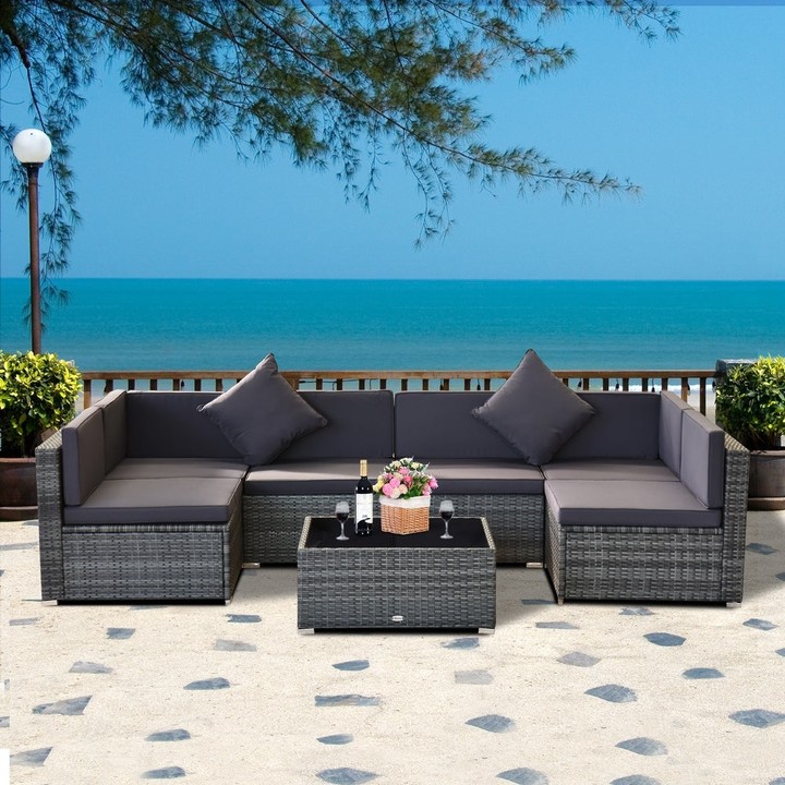 Siara 7piece Rattan Wicker Sectional Patio Set by Havenside Home