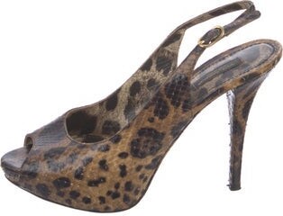 Dolce & Gabbana Leather Animal Print Slingback Sandals