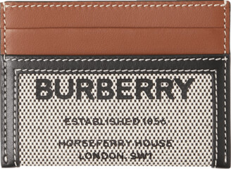 Burberry Sandon Horseferry-print Canvas & Leather Card Case In Black/tan
