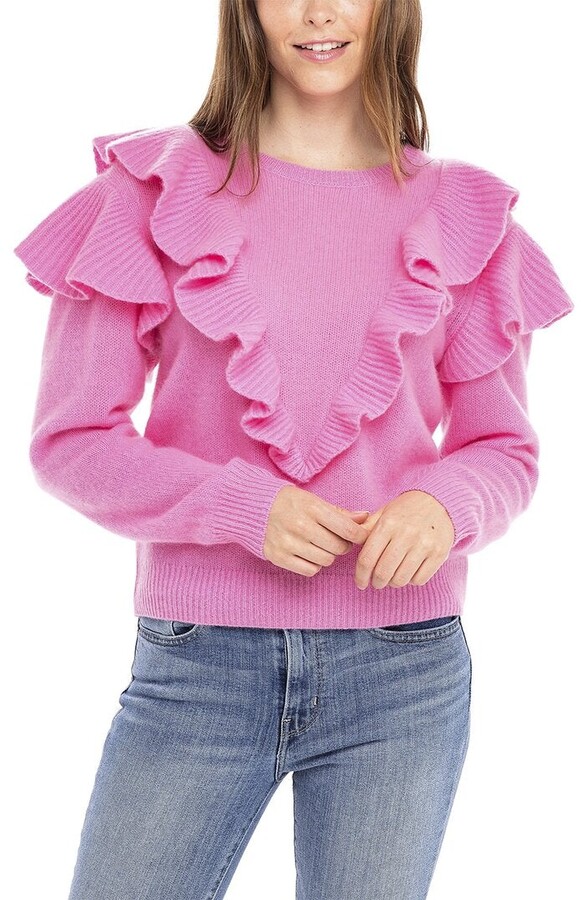 pink ruffle sweater