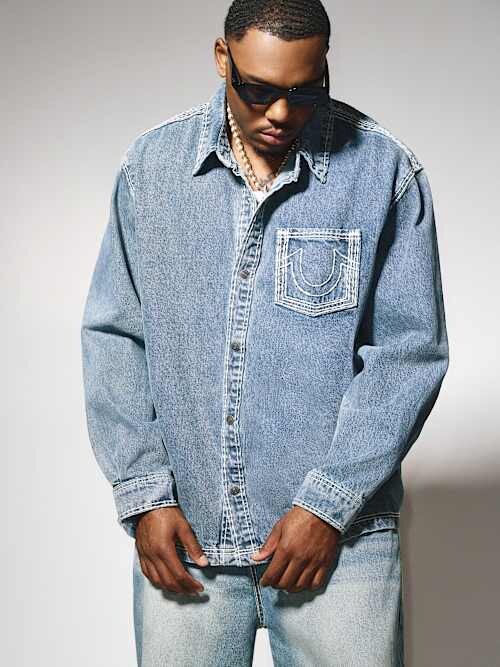 True Religion Straight Hem Super Qt Denim Shirt