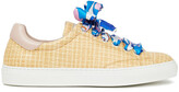 Thumbnail for your product : Emilio Pucci Leather-trimmed Faux Raffia Sneakers