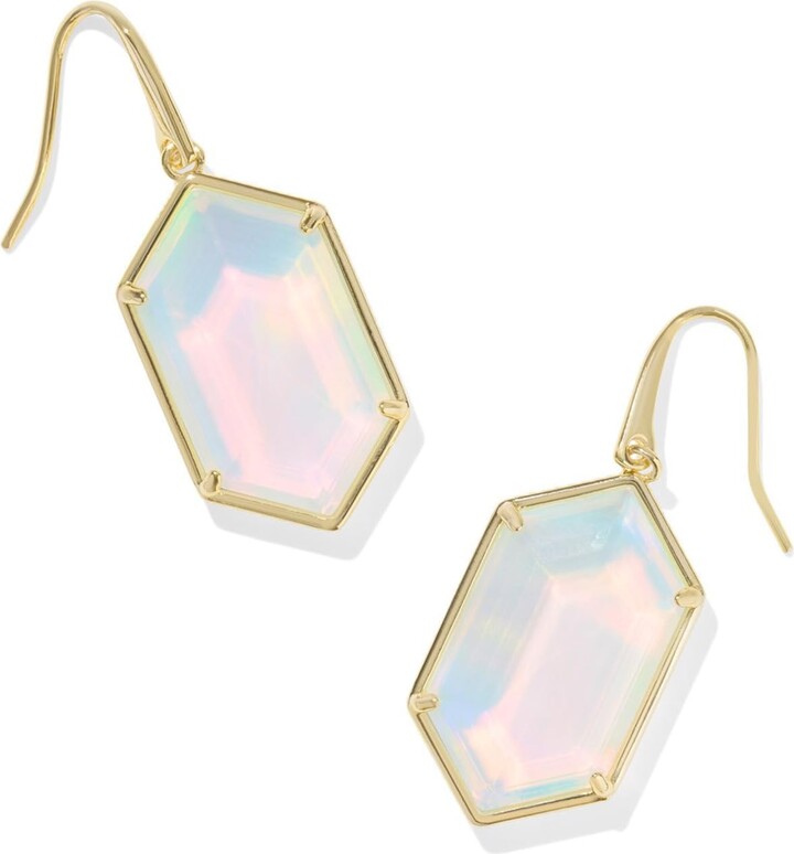 Kendra Scott Womens Hallie Drop Earrings Gold Opalite Illusion One Size One Size