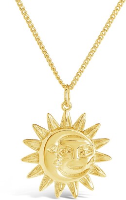 Sterling Forever Moon Sun Face Pendant Necklace