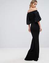 Thumbnail for your product : TFNC Off Shoulder Fishtail Maxi Dress With Blouson Sleeve