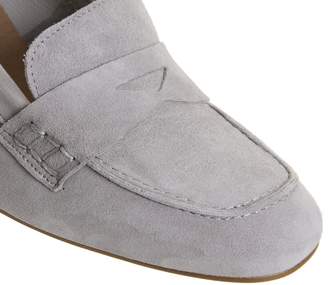 Office Mod Block Heel Loafers Grey Suede