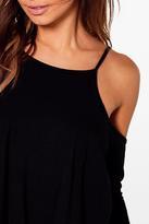 Thumbnail for your product : boohoo Petite Nina Cold Shoulder Frill Long Sleeve Dress