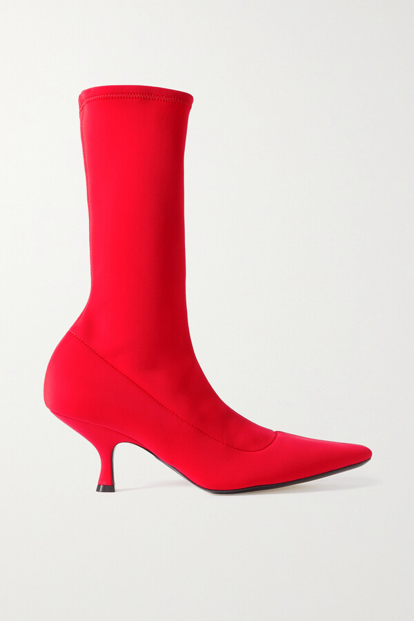 KHAITE Taylor Neoprene Sock Boots - Red - ShopStyle