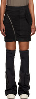 Black Aircut Denim Miniskirt 