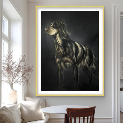 Lark Manor Picard Spaniel Black Dog Framed Matted Print | Home Decor