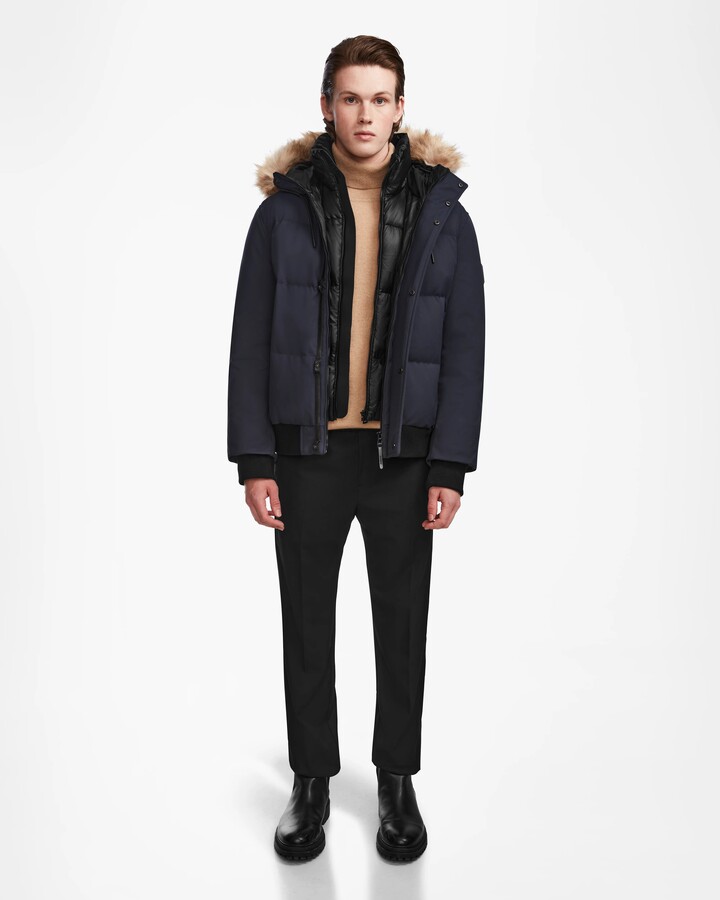 Rudsak Dallas Men's Quilted Down Bomber With Removable Faux Fur