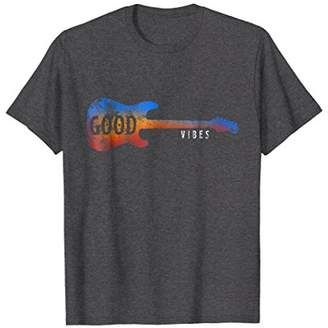 Good Vibes Electric Guitar T Shirt Funny Gift Guitarist Tee