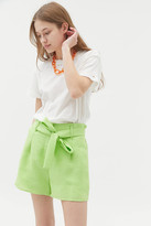 Thumbnail for your product : J.o.a. Linen Paperbag Short Lime Green