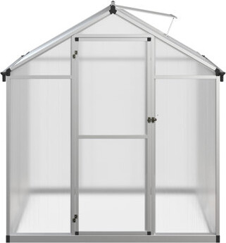Home-Complete Walk In Greenhouse - 4ft x 6ft Outdoor Green House with Roof Vent and Rain Gutter - Sturdy Polycarbonate Panels with Aluminum Frame