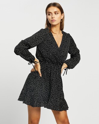 Atmos & Here Atmos&Here - Women's Black Mini Dresses - Suzy Tie Sleeve Mini Dress - Size 8 at The Iconic