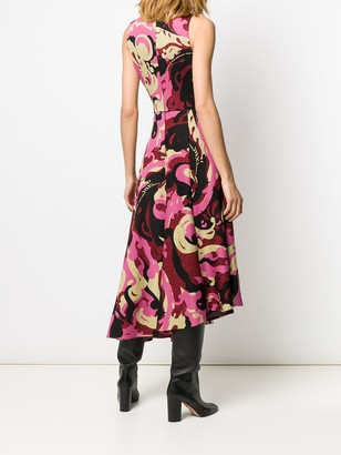 La DoubleJ Abstract Print Sleeveless Midi Dress