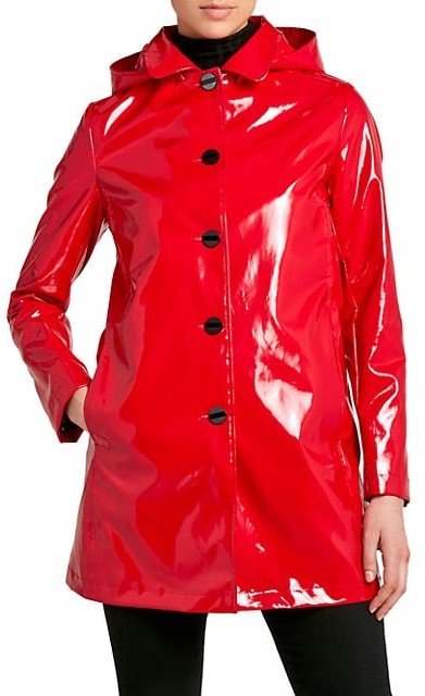 jane post red raincoat