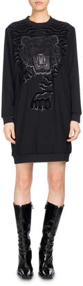 Kenzo Long-Sleeve Graphic Sweaterdress, Black