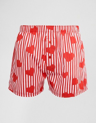 ASOS Woven Boxers With Heart Print