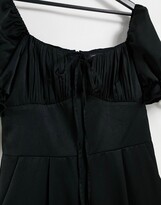 Thumbnail for your product : Outrageous Fortune milkmaid jumpsuit with puff sleeves in black