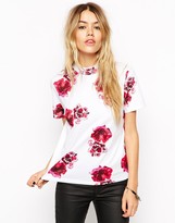 Thumbnail for your product : ASOS COLLECTION T-Shirt with High Neck in Floral Print