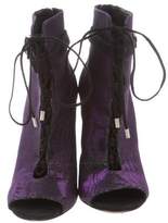 Thumbnail for your product : Brian Atwood Iridescent Peep-Toe Boots