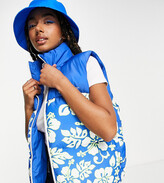 Thumbnail for your product : Collusion sleeveless puffer vest with blue floral print