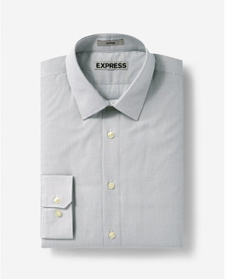 Express fitted micro print dress shirt