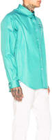 Thumbnail for your product : Martine Rose Classic Bonded Shirt in Green & Blue Stripe | FWRD