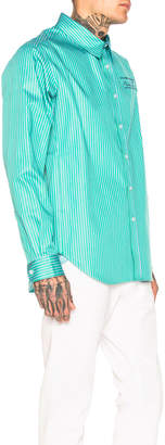 Martine Rose Classic Bonded Shirt in Green & Blue Stripe | FWRD