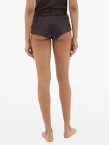 Thumbnail for your product : Fleur of England Signature Lace-panel Silk-blend French Briefs - Black