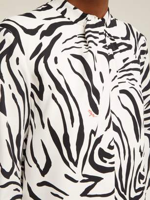 MSGM Zebra-print Mini Dress - Womens - Black White