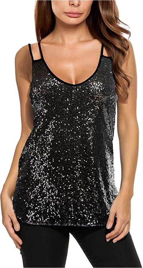 black sparkly vest tops uk