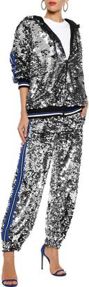 MSGM Intarsia-trimmed Sequined Cotton Track Pants