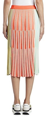 Kenzo Colorblock Ribbed Knit Midi Skirt