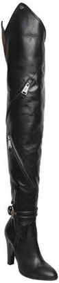 Moschino 100mm Zips Leather Over The Knee Boots