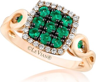 LeVian 14K Rose Gold 0.59 Ct. Tw. Diamond & Emerald Ring