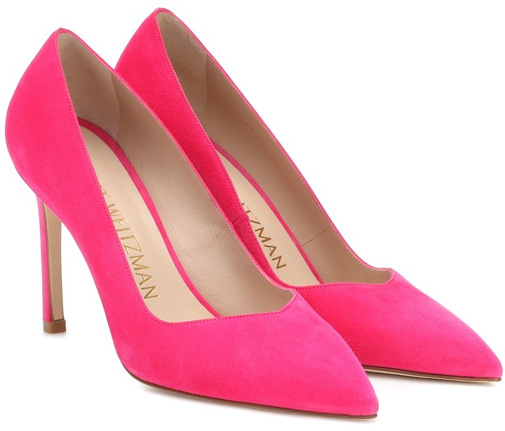 pink suede pumps