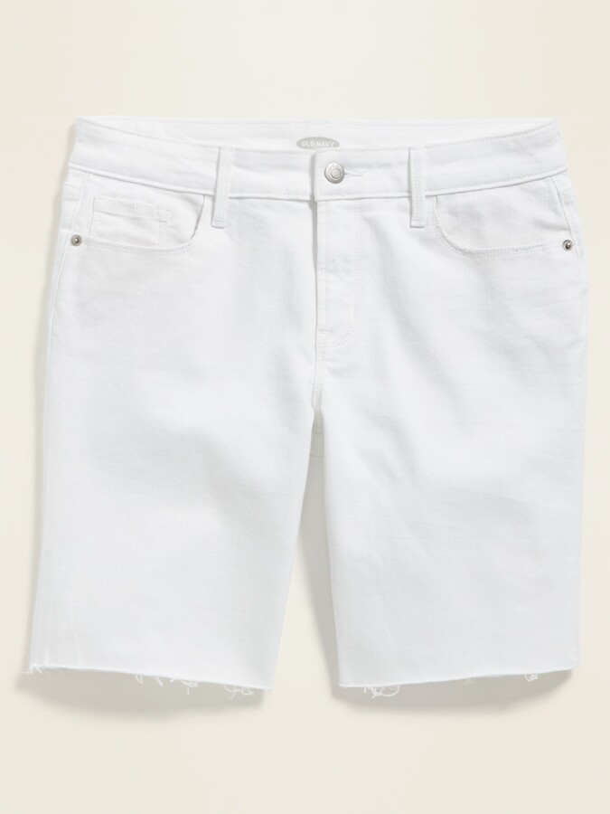white bermuda jean shorts