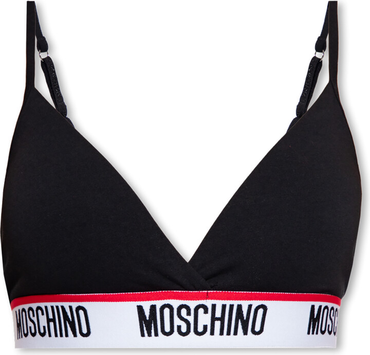 Moschino Logo-Tape V-Neck Triangle Bra - ShopStyle