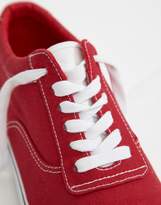 Thumbnail for your product : ASOS Design DESIGN oxford plimsolls in red canvas