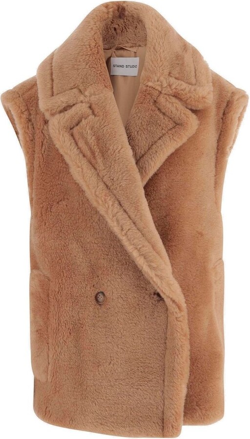 Stand Studio Clary Double-Breasted Faux Fur Vest