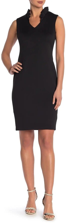 Calvin Klein Women's Solid Sleeveless Sheath with Ruffle Collar Dress -  ShopStyle
