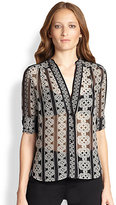 Thumbnail for your product : Diane von Furstenberg Harlow Sheer Silk Knot-Print Blouse