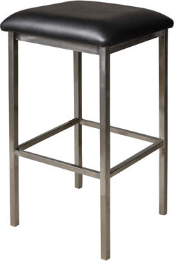 BFM Seating Trent Backless Square Barstool - Quick Ship Black Vinyl Seat - Steel Frame - Clear Coat Finish