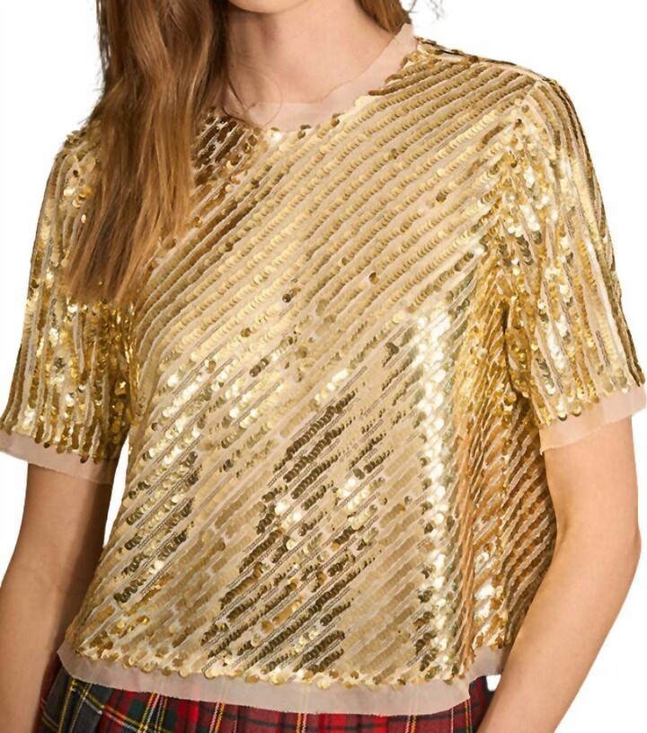 Hunter Bell Pixie Top In Gold Sequin