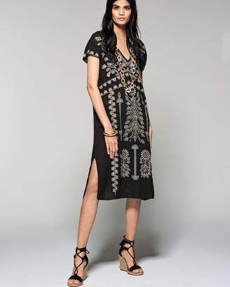 Johnny Was Jolina Easy-Fit Embroidered Linen Dress, Black