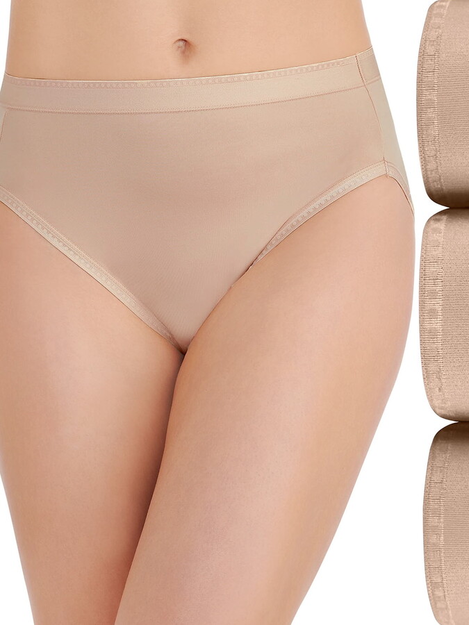 Vanity Fair Lingerie Women’s Comfort Where It Counts Hi-Cut Underwear, 3-Pack